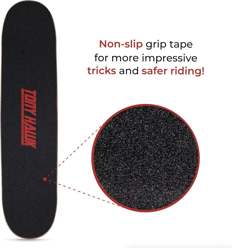 VOYAGER Tony Hawk 31 inch Skateboard, Tony Hawk Signature Series 2, 9-ply Maple Deck Skateboard for Cruising, Carving, Tricks and Downhill, Dagger/Cross/Skull - Image 2